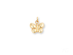 Gold butterfly charm pendant with smooth wings in solid 18k gold from Golden Wings