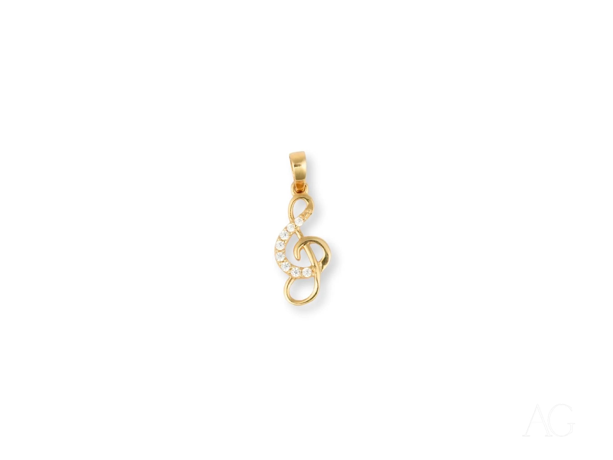 Gold-toned Treble Clef Pendant with Clear Crystals from Harmonic Elegance Collection