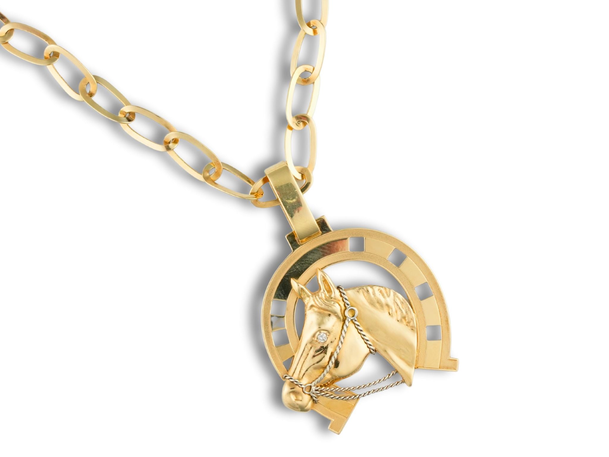 Horse Shoes Pendant: 18k Gold Lucky Charm