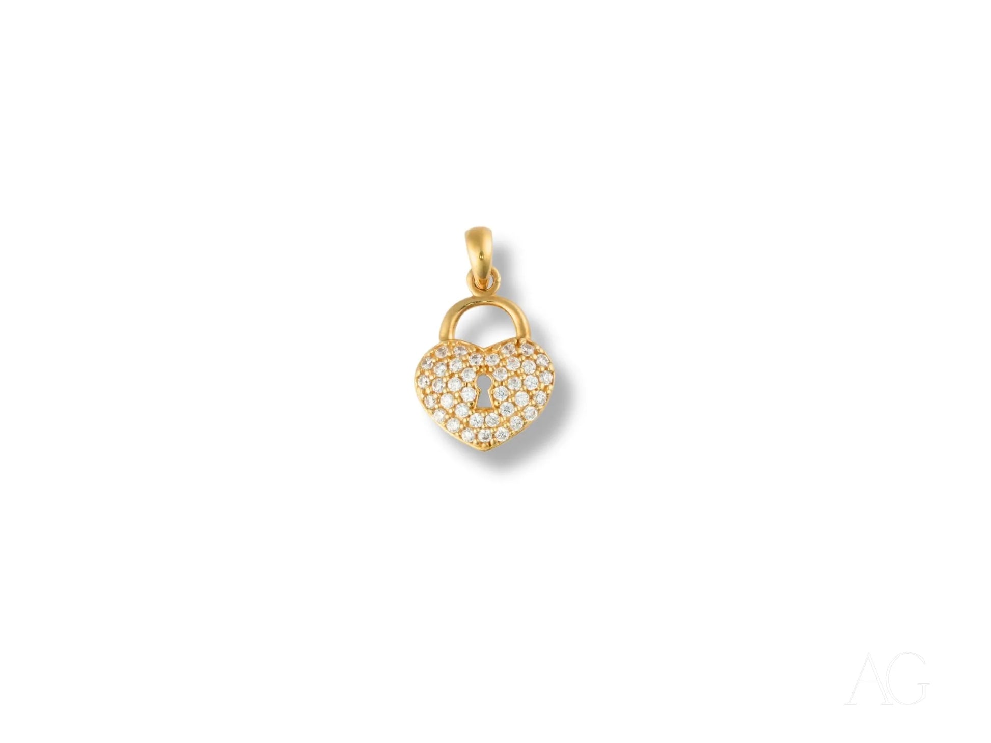 18k Gold heart lock pendant with crystals, perfect for your Locker Heart collection