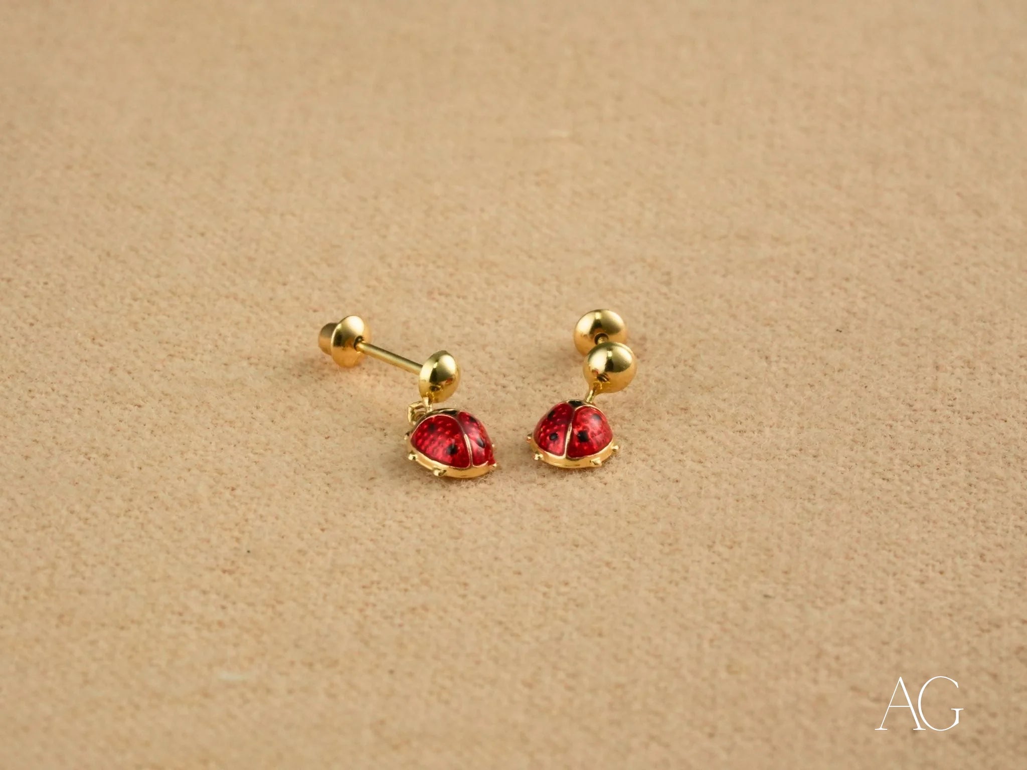 18k Gold Ladybug Earrings designed to bring good luck and charm to your style