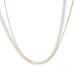 Delicate 14k gold box chain necklace with a simple, elegant design