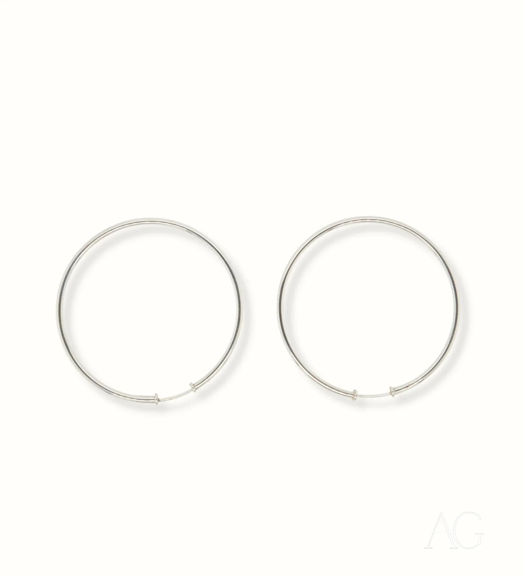 Pair of simple 18k White Gold Hoop Earrings for elegant everyday wear