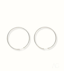 Pair of simple 18k White Gold Hoop Earrings for elegant everyday wear