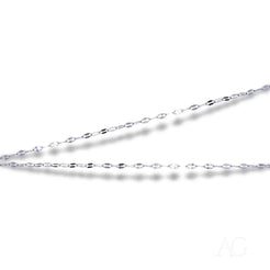 Delicate 18k white gold chain necklace with small oval links, elegant 17.5-inch style