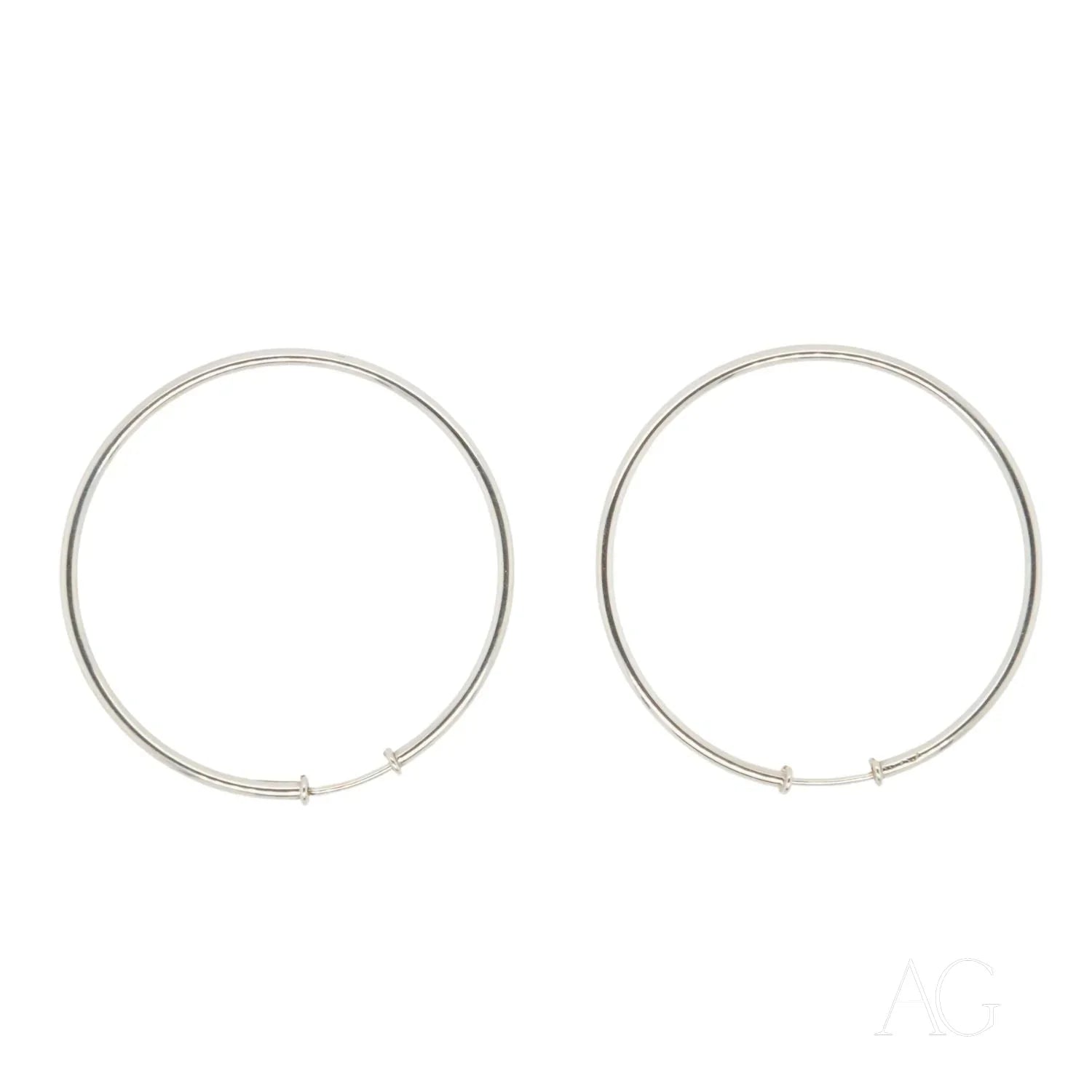 Luxury 18k White Gold Hoop Earrings showcasing a pair of simple silver hoop earrings