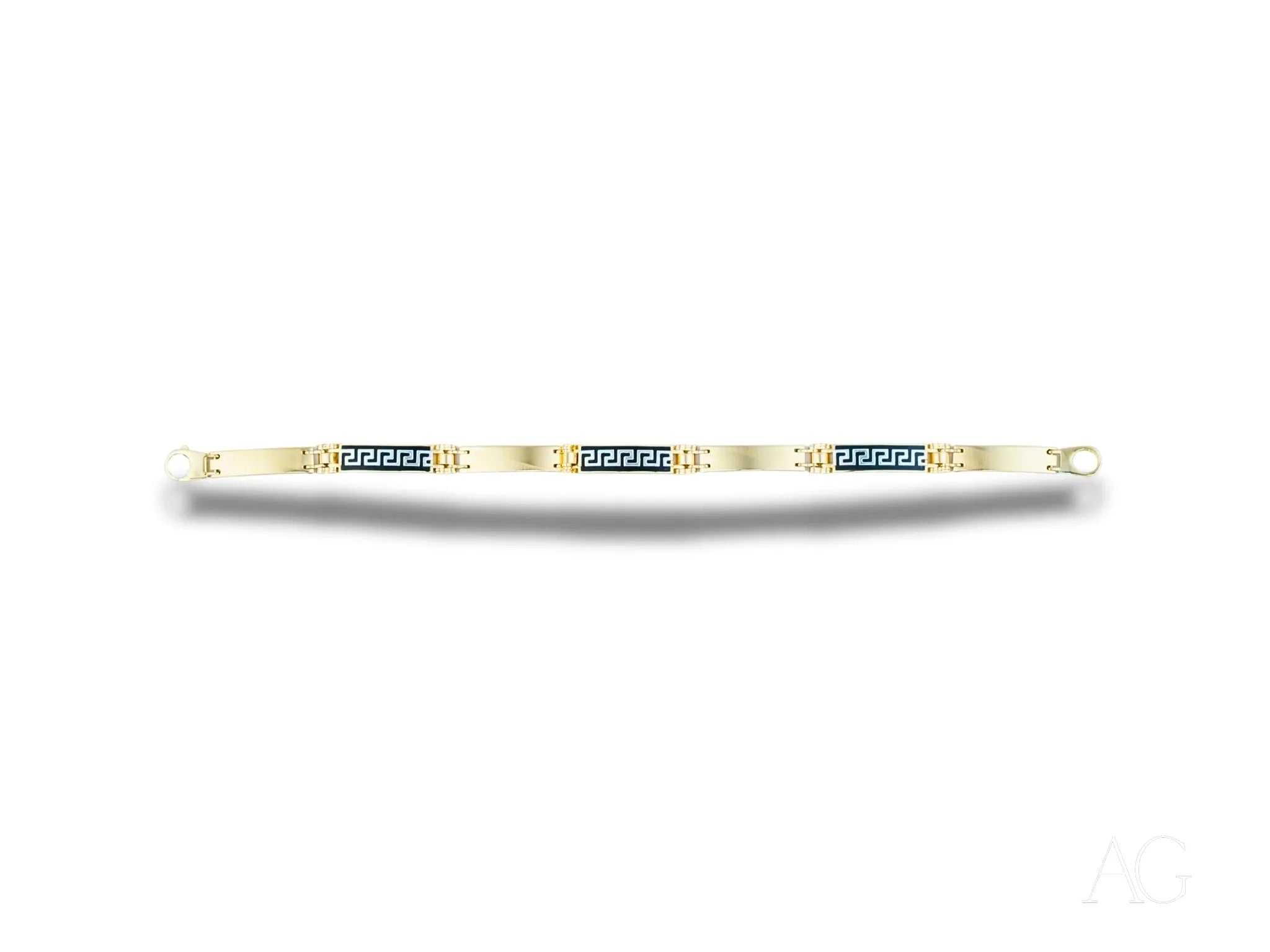 LED light strip featuring alternating white and blue sections on a Men’s bracelet with 18k gold and white gold details