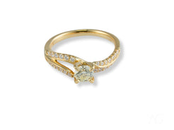 Gold Radiant Vow Engagement Ring featuring a center diamond and split shank design