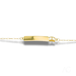 Gold baby bracelet featuring a crown motif and engraving plate in 18k solid gold