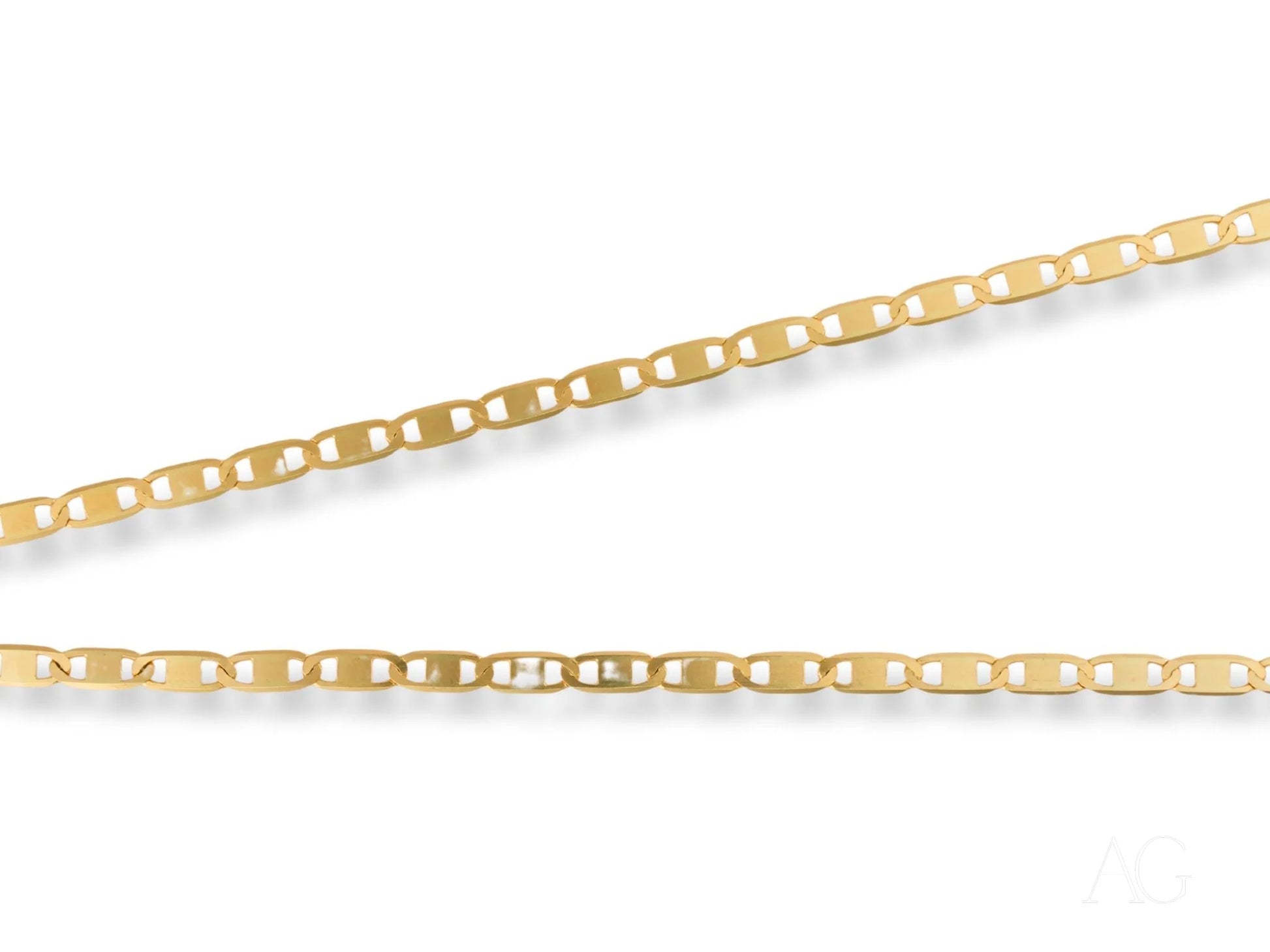 Gold mariner link chain of Regal Brilliance 18K Yellow Gold Piastrine Flat Necklace