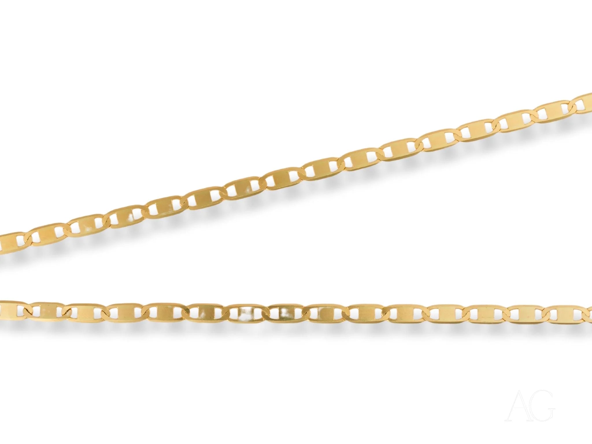 Gold mariner link chain of Regal Brilliance 18K Yellow Gold Piastrine Flat Necklace