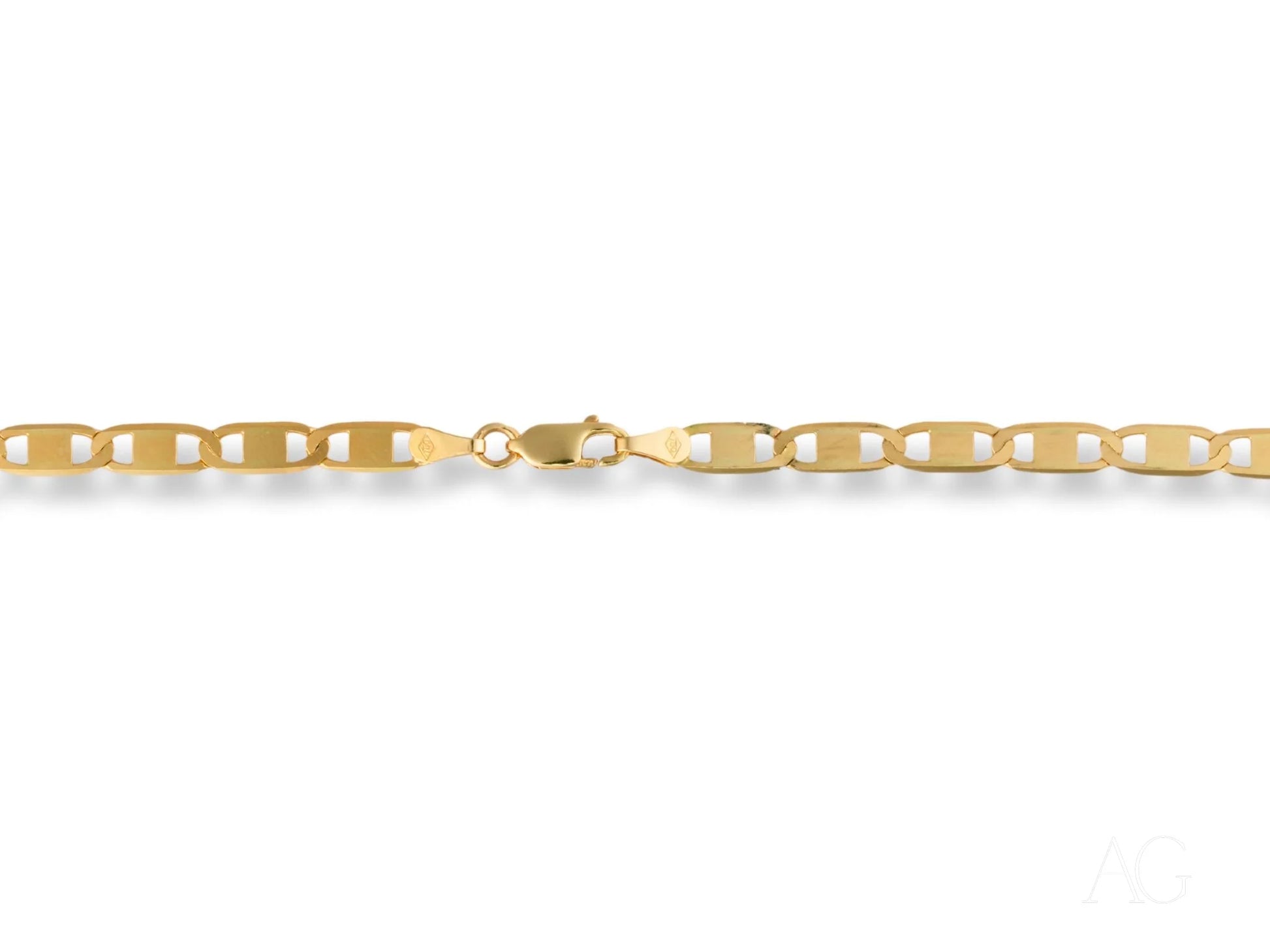 Gold Mariner Link Chain in Regal Brilliance 18K Yellow Gold Piastrine Flat Necklace