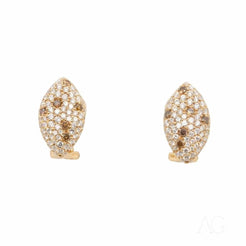 Pair of oval-shaped rose gold champagne diamond earrings in 18k beauty