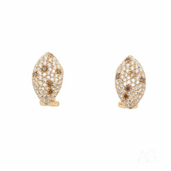 Oval-shaped gold champagne diamond earrings in elegant rose gold setting