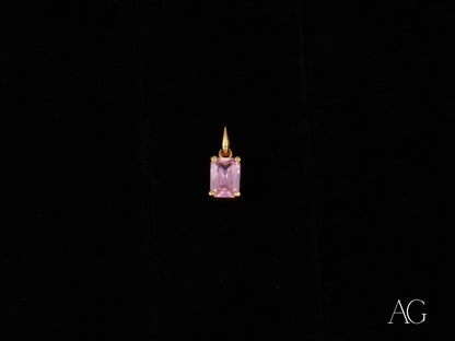 Rosé Radiance Pink CZ Pendant featuring pink cubic zirconia in 18k gold mounting