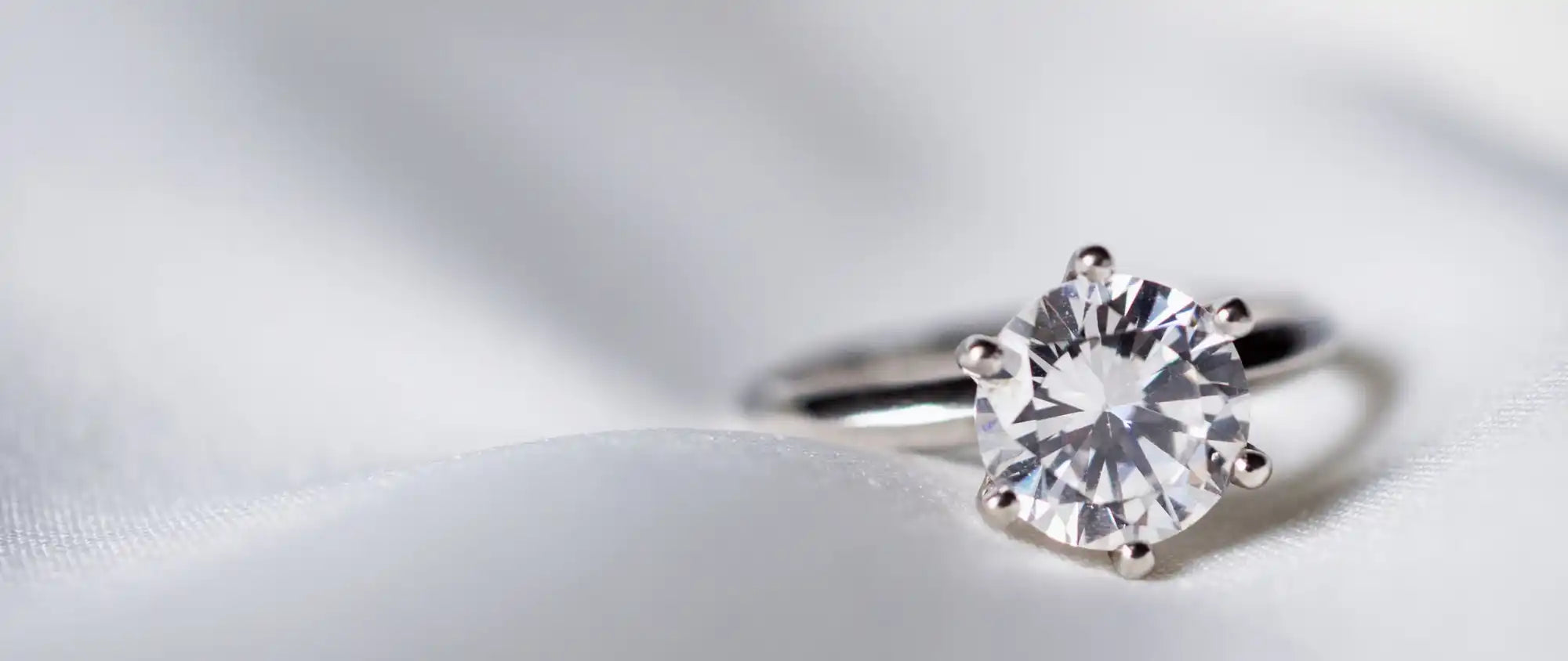 Solitaire diamond engagement ring in white gold or platinum setting.