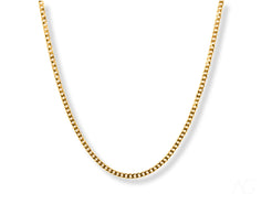 Gold box chain from Supreme Elegance 18K Gold Cuban Jewelry collection