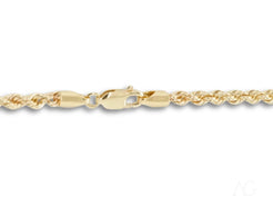 Gold rope chain necklace with clasp showcasing solid 14k gold craftsmanship