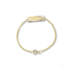 Gold bracelet with rectangular tag in Timeless 18k solid gold ID bracelet for kids