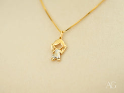 18k Gold Timeless Charm Pendant with a dress-like figure charm necklace