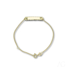 Gold-toned 18k solid gold ID bracelet for kids with a delicate chain and blank nameplate