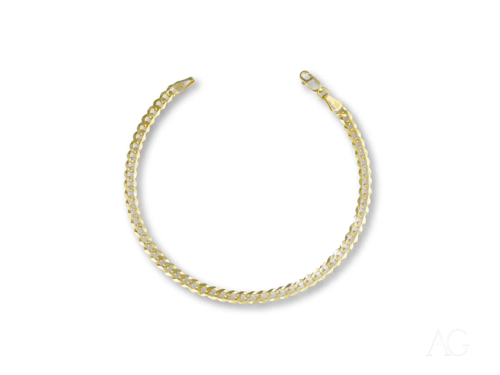 Gold-colored twisted metal bracelet with open design in 18k solid gold Cuban link style