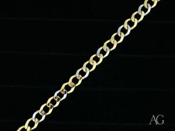 Gold and silver curb chain necklace bracelet, Timeless Elegance flat cuban link design