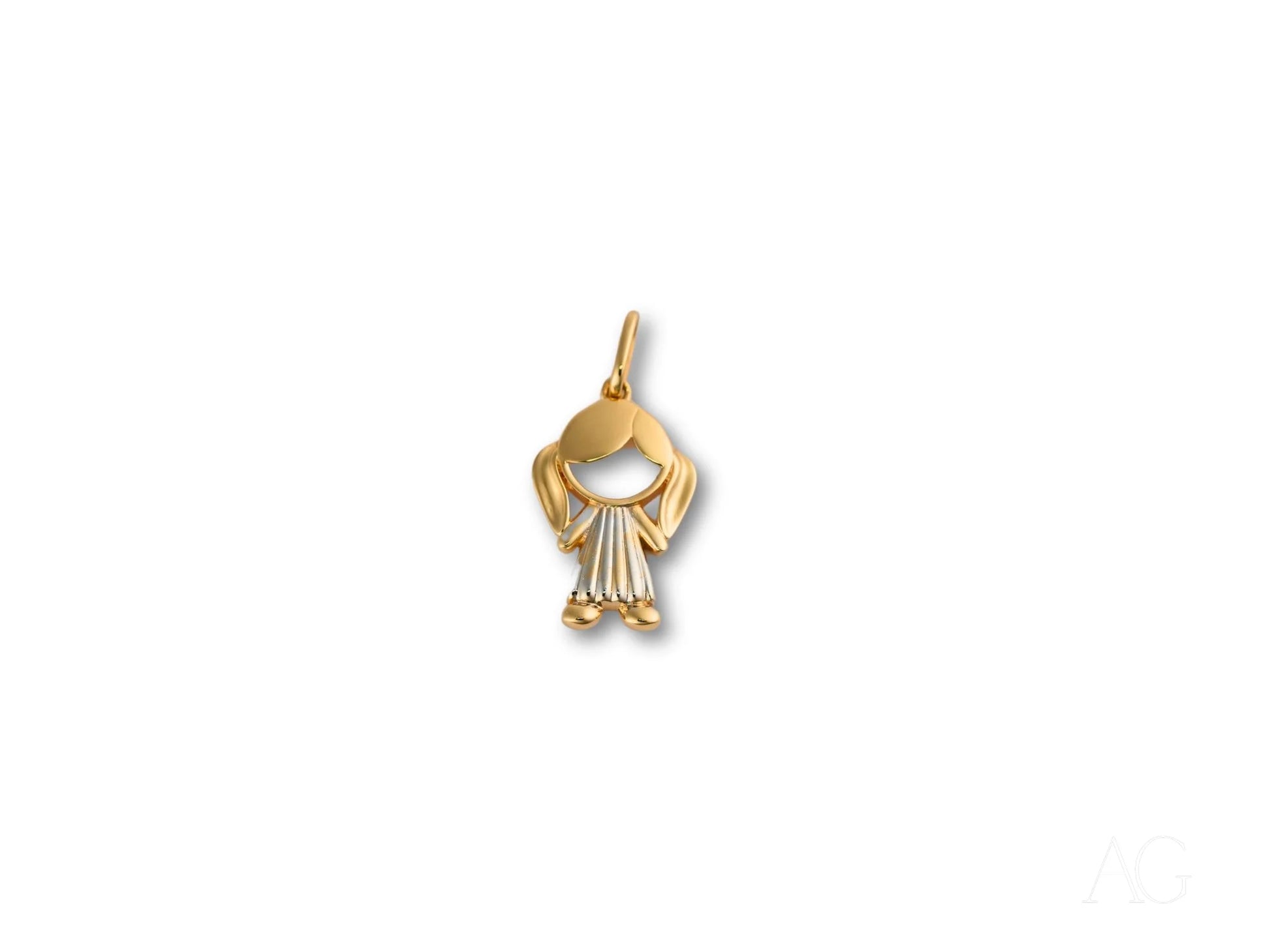 Gold-colored Timeless Charm pendant featuring a stylized figure in 18k gold