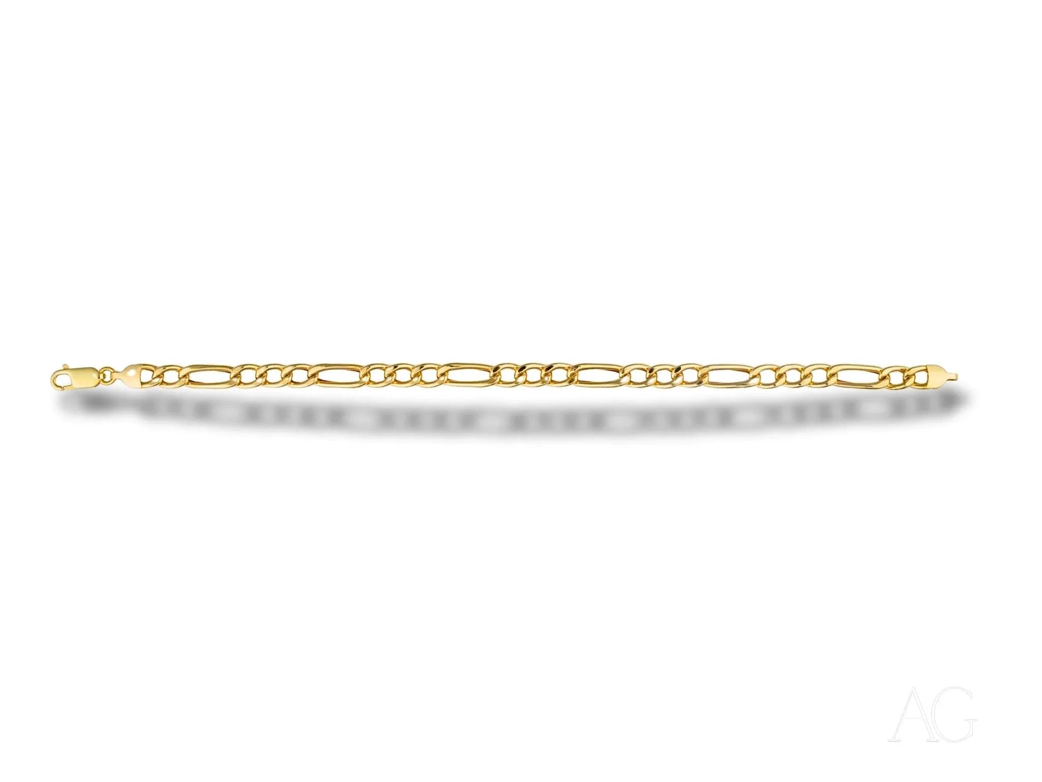 Gold chain bracelet with alternating links in Timeless Love 18k Gold Figaro Bracelet