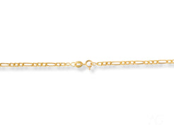 Gold Figaro chain with clasp showcasing Timeless Sophistication in solid 18K gold