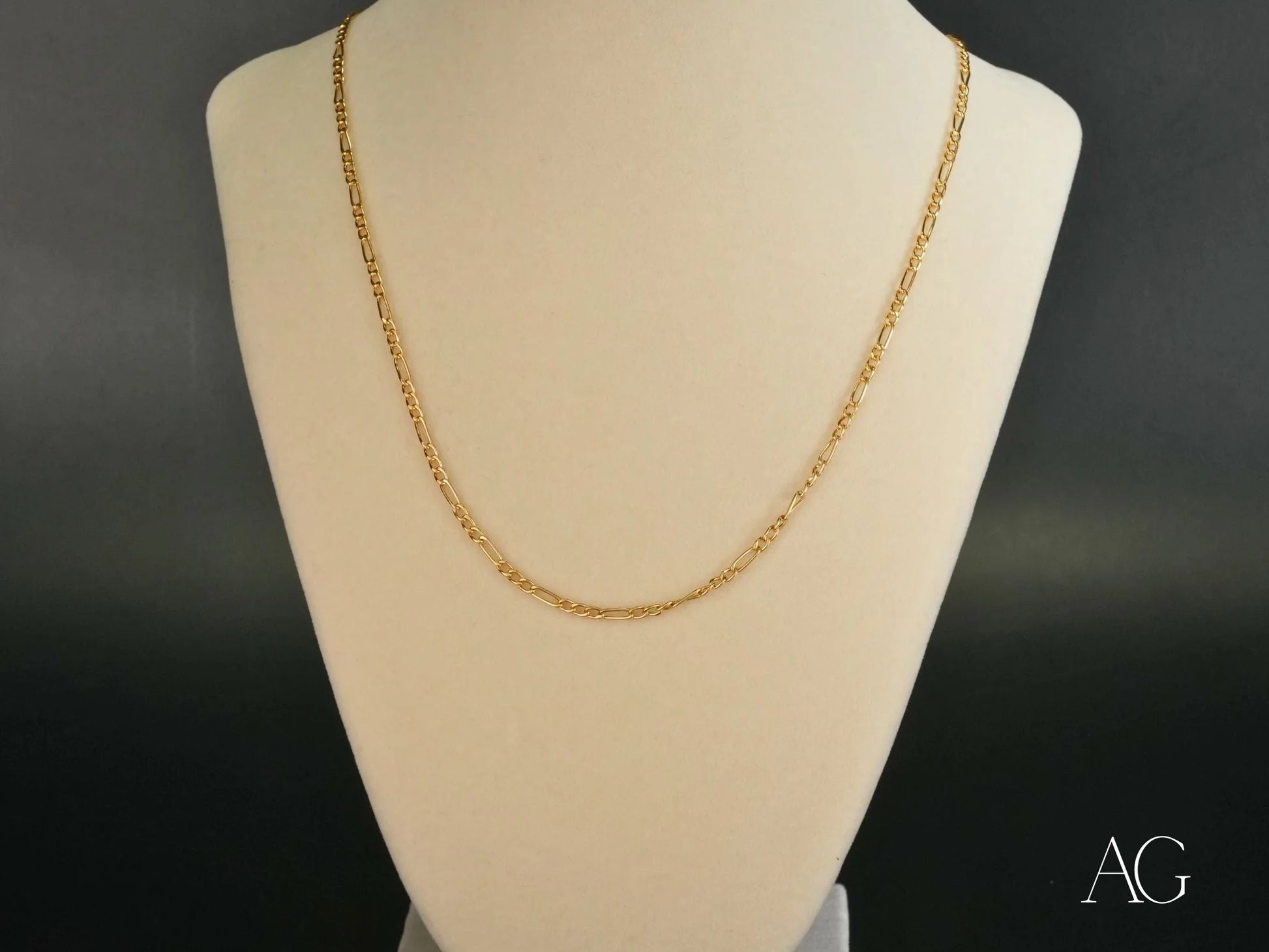 Gold Figaro chain necklace from Timeless Sophistication in solid 18K gold