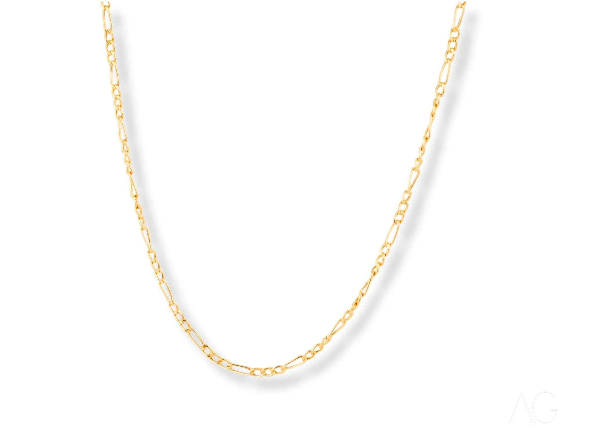 Gold Figaro chain showcasing Timeless Sophistication in solid 18K gold design