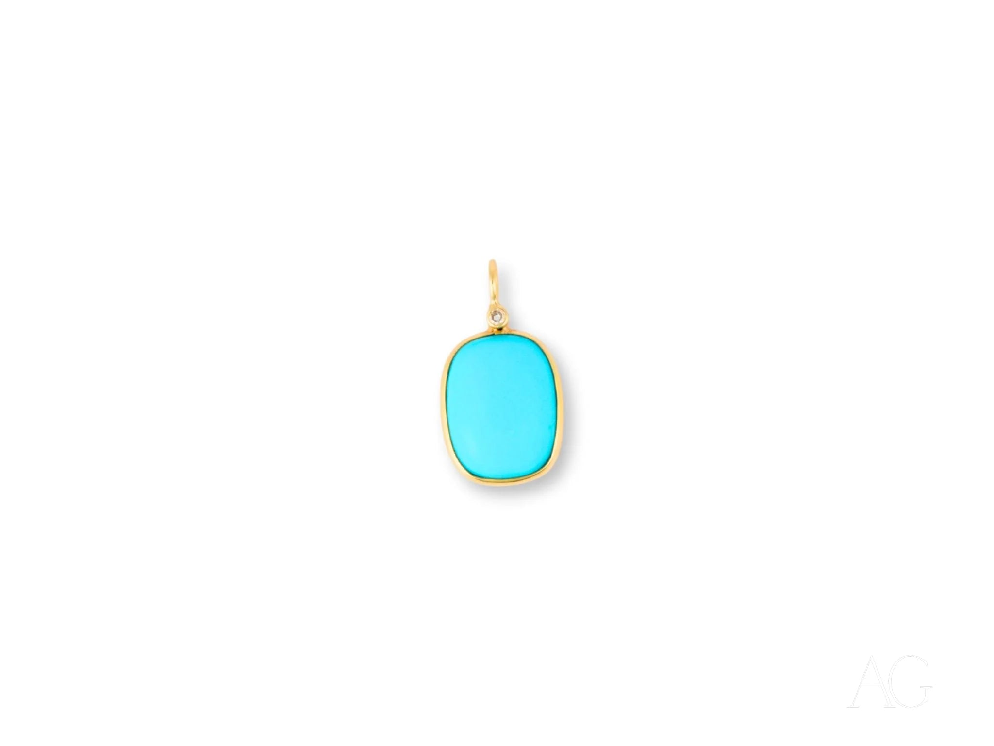 Turquoise gemstone pendant in 18k gold bezel setting from Turquoise Bloom collection